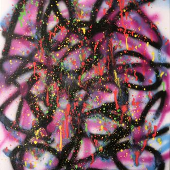 Картина под названием "BW 150" - Stoz, Подлинное произведение искусства, Рисунок распылителем краски Установлен на Деревянна…