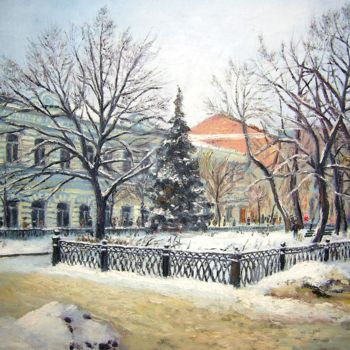Painting titled "Бульвар на Гончаров…" by Igor Bochkarev (I B), Original Artwork, Oil