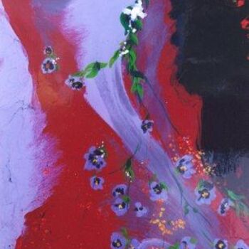 Pintura intitulada "Fleurs Mauves" por Jacques Strauss, Obras de arte originais