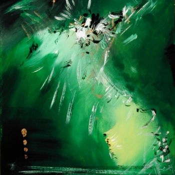Painting titled "Feu d'Artifice sur…" by Jacques Strauss, Original Artwork, Lacquer Mounted on artwork_cat.