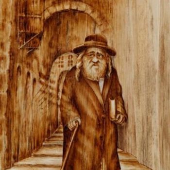 Painting titled "Walking to shul" by Atabek Iuldashev, Original Artwork, Other