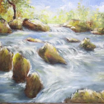 Painting titled "la rivière" by Géraldine Streichert, Original Artwork, Oil