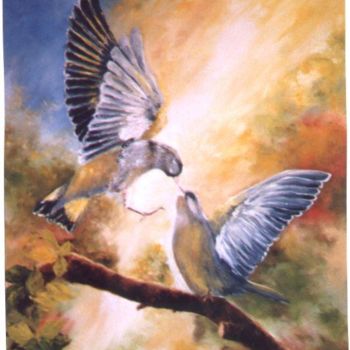 Malarstwo zatytułowany „amours d'oiseaux” autorstwa Géraldine Streichert, Oryginalna praca, Olej