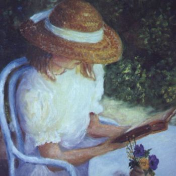 Peinture intitulée "la lecture" par Géraldine Streichert, Œuvre d'art originale, Huile