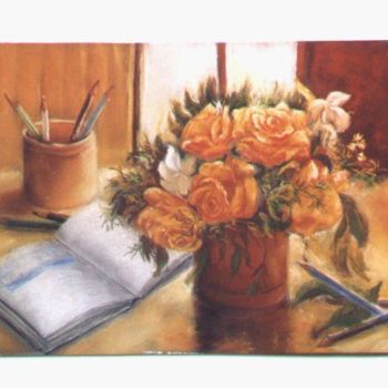 Peinture intitulée "les roses jaunes" par Géraldine Streichert, Œuvre d'art originale, Huile