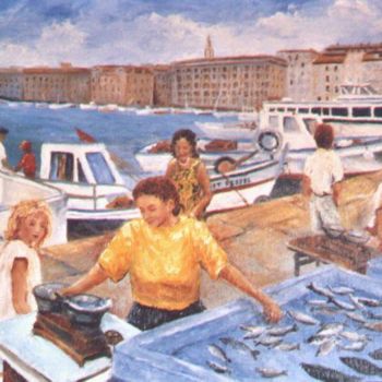 Peinture intitulée "sur le port de Mars…" par Géraldine Streichert, Œuvre d'art originale, Huile