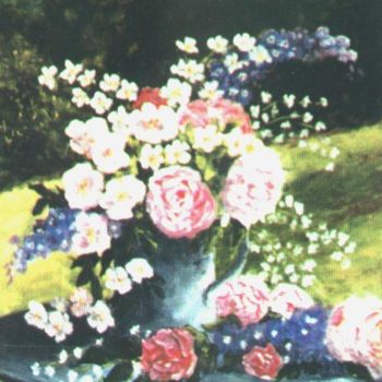 Malerei mit dem Titel "bouquet de fleurs" von Géraldine Streichert, Original-Kunstwerk, Öl