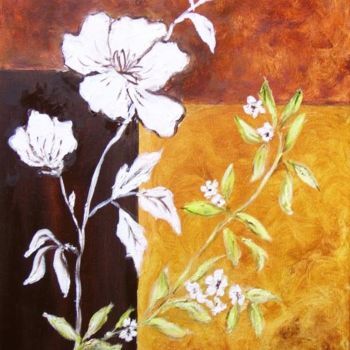 Картина под названием "la fleur blanche" - Géraldine Streichert, Подлинное произведение искусства, Масло