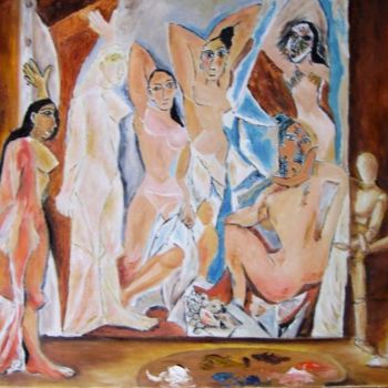 Painting titled "Hello! les demoisel…" by Géraldine Streichert, Original Artwork, Oil