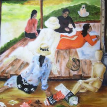 Pintura intitulada "la sieste chez Gaug…" por Géraldine Streichert, Obras de arte originais, Óleo