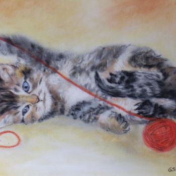 Pintura intitulada "jeu de chaton" por Géraldine Streichert, Obras de arte originais