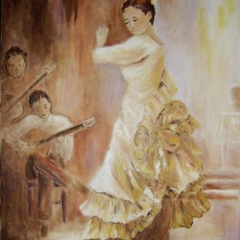 Painting titled "flamenco" by Géraldine Streichert, Original Artwork, Oil