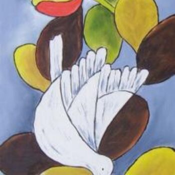 Pittura intitolato "la colombe (2)" da Géraldine Streichert, Opera d'arte originale