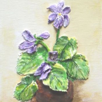 Peinture intitulée "les violettes" par Géraldine Streichert, Œuvre d'art originale, Huile