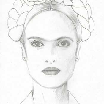Disegno intitolato "Frida Kahlo" da Strenna, Opera d'arte originale, Matita