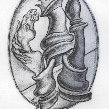 印花与版画 标题为“Erotic chess, knigh…” 由Leonid Stroganov, 原创艺术品, 蚀刻
