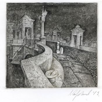 Отпечатки и Гравюры под названием "Bridge of Kalinkin" - Leonid Stroganov, Подлинное произведение искусства