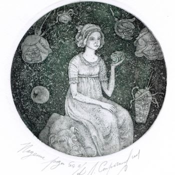 Druckgrafik mit dem Titel "The Rose Fall" von Leonid Stroganov, Original-Kunstwerk