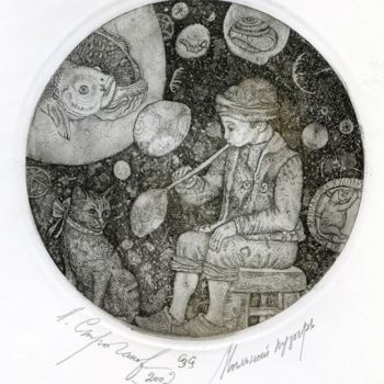 Отпечатки и Гравюры под названием "The Soap Bubble" - Leonid Stroganov, Подлинное произведение искусства