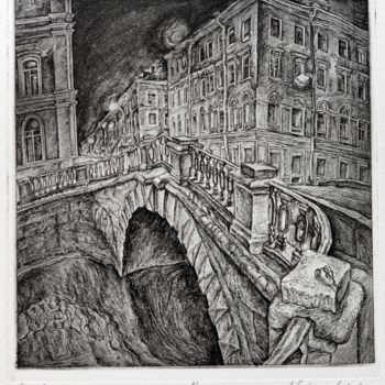 Druckgrafik mit dem Titel "Gorokhovaya street" von Leonid Stroganov, Original-Kunstwerk