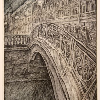 Printmaking titled "Tracery bridge. St.…" by Leonid Stroganov, Original Artwork, Other