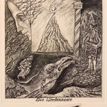 Incisioni, stampe intitolato "Winter road" da Leonid Stroganov, Opera d'arte originale, Altro