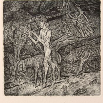 Printmaking titled "The dreams of faun" by Leonid Stroganov, Original Artwork, Other