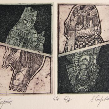 Incisioni, stampe intitolato "Playing cards II" da Leonid Stroganov, Opera d'arte originale, Acquaforte
