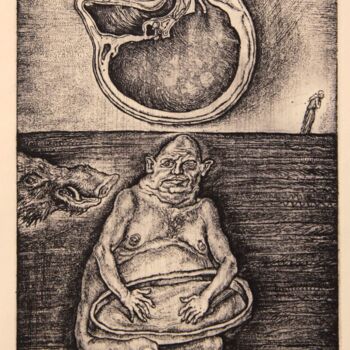 Gravures & estampes intitulée "Gluttony. Series Se…" par Leonid Stroganov, Œuvre d'art originale, Eau-forte