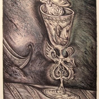 Printmaking titled "Venetian winecup" by Leonid Stroganov, Original Artwork, Etching