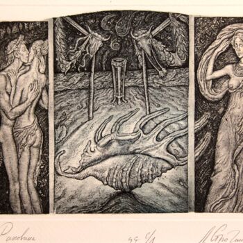 Gravures & estampes intitulée "The shell" par Leonid Stroganov, Œuvre d'art originale, Eau-forte