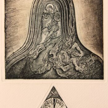 Incisioni, stampe intitolato "Saint George" da Leonid Stroganov, Opera d'arte originale, Acquaforte