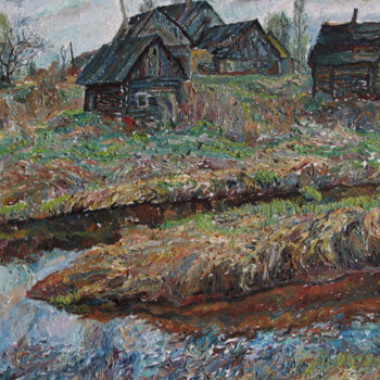 Картина под названием "April. Spring Villa…" - Leonid Stroganov, Подлинное произведение искусства, Масло