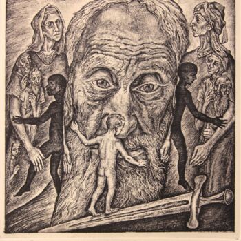 Printmaking titled "Solomon, the King" by Leonid Stroganov, Original Artwork, Etching