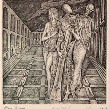 Printmaking titled "The Grace and the d…" by Leonid Stroganov, Original Artwork, Etching