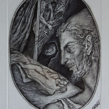 Printmaking titled "Hephaestus" by Leonid Stroganov, Original Artwork, Etching