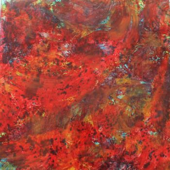 Peinture intitulée "Red-oil-on-canvas-8…" par Janez Štros, Œuvre d'art originale, Huile