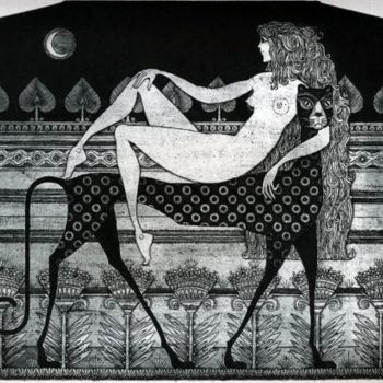 Εκτυπώσεις & Χαρακτικά με τίτλο "BLACK PANTHER" από Sergei Trubin, Αυθεντικά έργα τέχνης, Etching