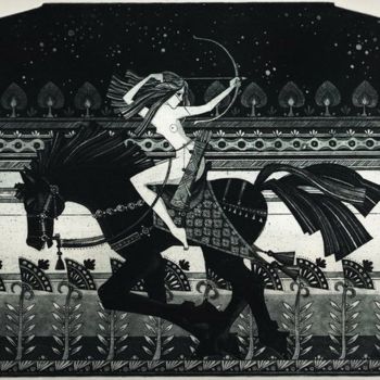 Incisioni, stampe intitolato "AMAZON" da Sergei Trubin, Opera d'arte originale, Acquaforte