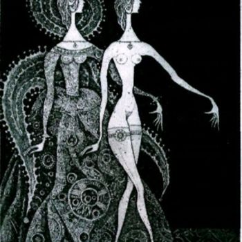 Incisioni, stampe intitolato "ECHO" da Sergei Trubin, Opera d'arte originale, Acquaforte