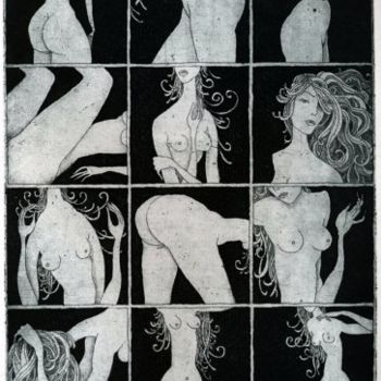 Prenten & gravures getiteld "AN EROTIC LEXICON" door Sergei Trubin, Origineel Kunstwerk, Ets