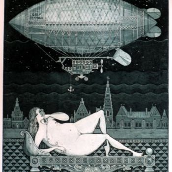 Druckgrafik mit dem Titel "MELANCHOLY" von Sergei Trubin, Original-Kunstwerk, Radierung