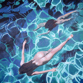 Peinture intitulée "Swimmers Delight" par Stuart Dalby, Œuvre d'art originale, Acrylique
