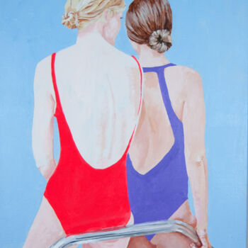 Painting titled "Poolside Tete-A-Tet…" by Stuart Dalby, Original Artwork, Acrylic