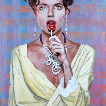 Ζωγραφική με τίτλο "Lolly Pop Lady" από Stuart Dalby, Αυθεντικά έργα τέχνης, Ακρυλικό
