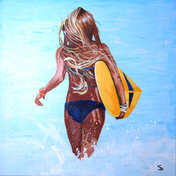 Painting titled "Bold Surfer" by Stuart Dalby, Original Artwork, Acrylic