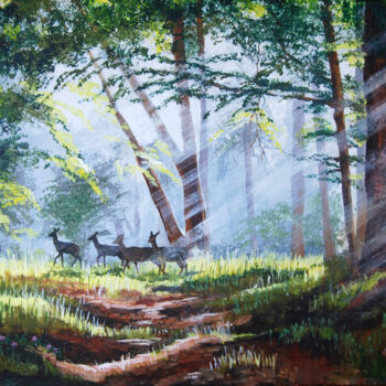 Painting titled "Way Through The Tre…" by Stuart Dalby, Original Artwork, Acrylic