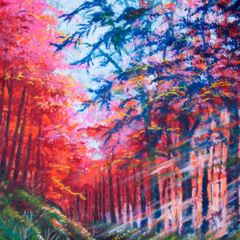 Peinture intitulée "Blushing Trees" par Stuart Dalby, Œuvre d'art originale, Acrylique