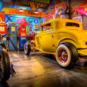 Photography titled "Hot Rod Garage 1" by Stuart Row, Original Artwork