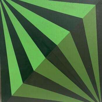Painting titled "Green Light" by Studimural, Original Artwork, Spray paint Mounted on Wood Panel